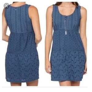 Prana Kendall Cotton Eyelet Shift Dress Dress Blue Size Large  Sleeveless Casual